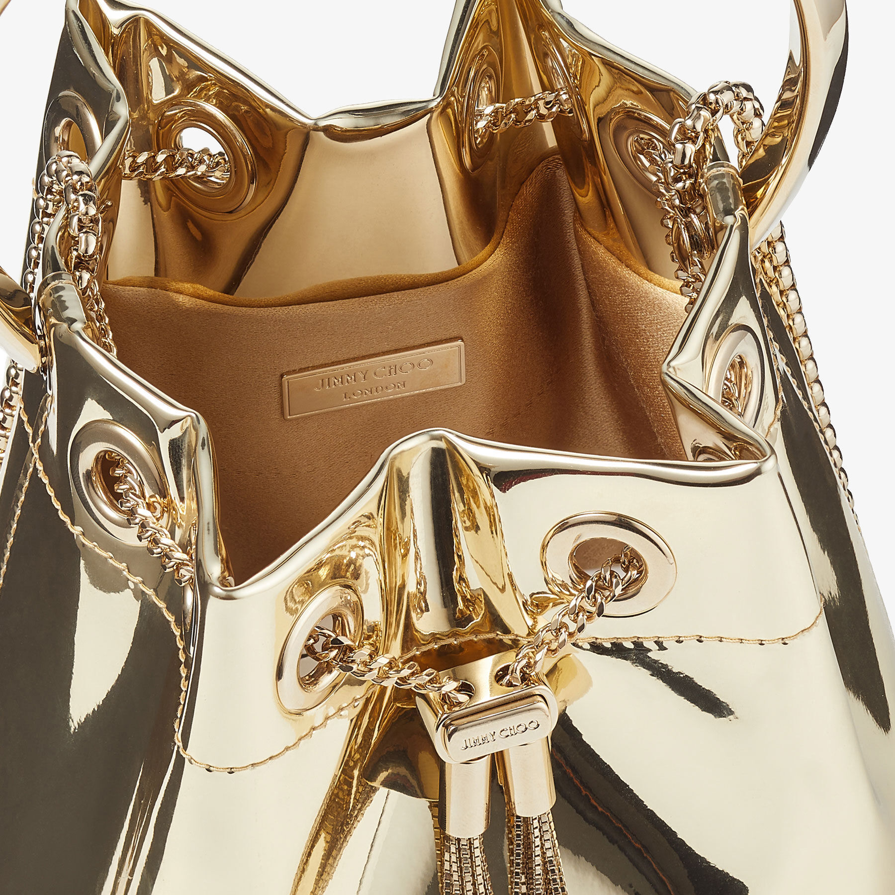 Gold Mirror Fabric Mini Bag with Metal Handle BON BON Winter