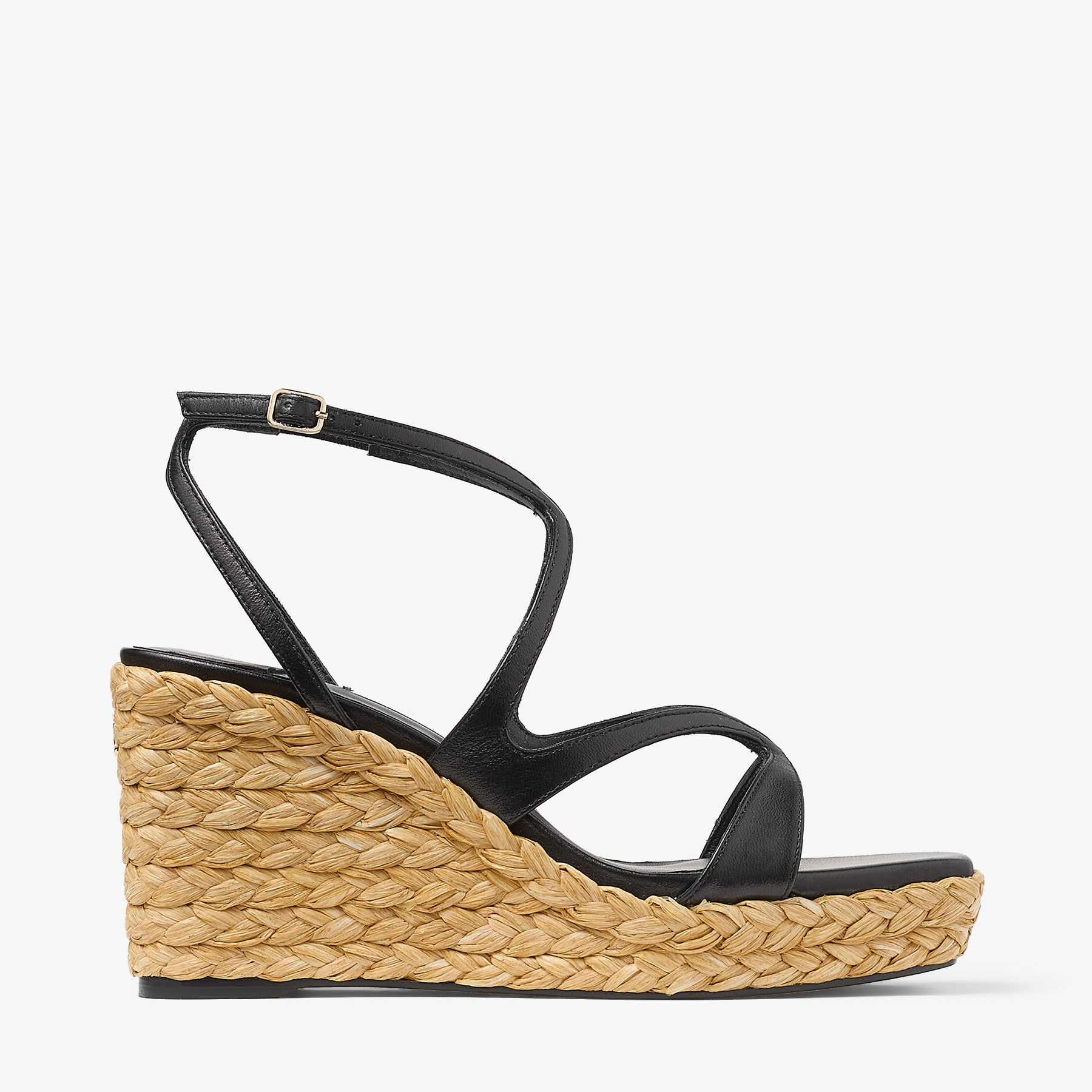 【送関込】Jimmy Choo☆ジミーチュウ Ayla 85 Ayla 85|Black Nappa Leather Wedge| JIMMY CHOO