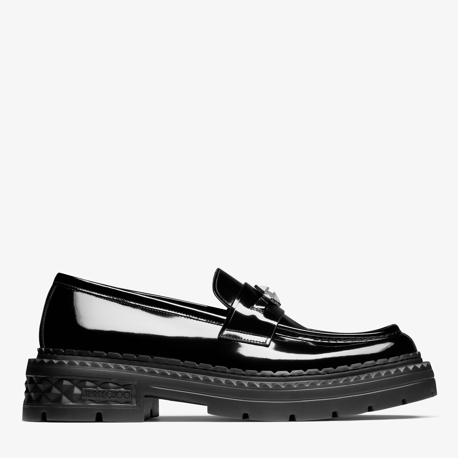 ◆正規品・新品◆Jimmy Choo  'marlow Diamond' Loafers Marlow Diamond/F | Black Calf Leather Flats | JIMMY CHOO