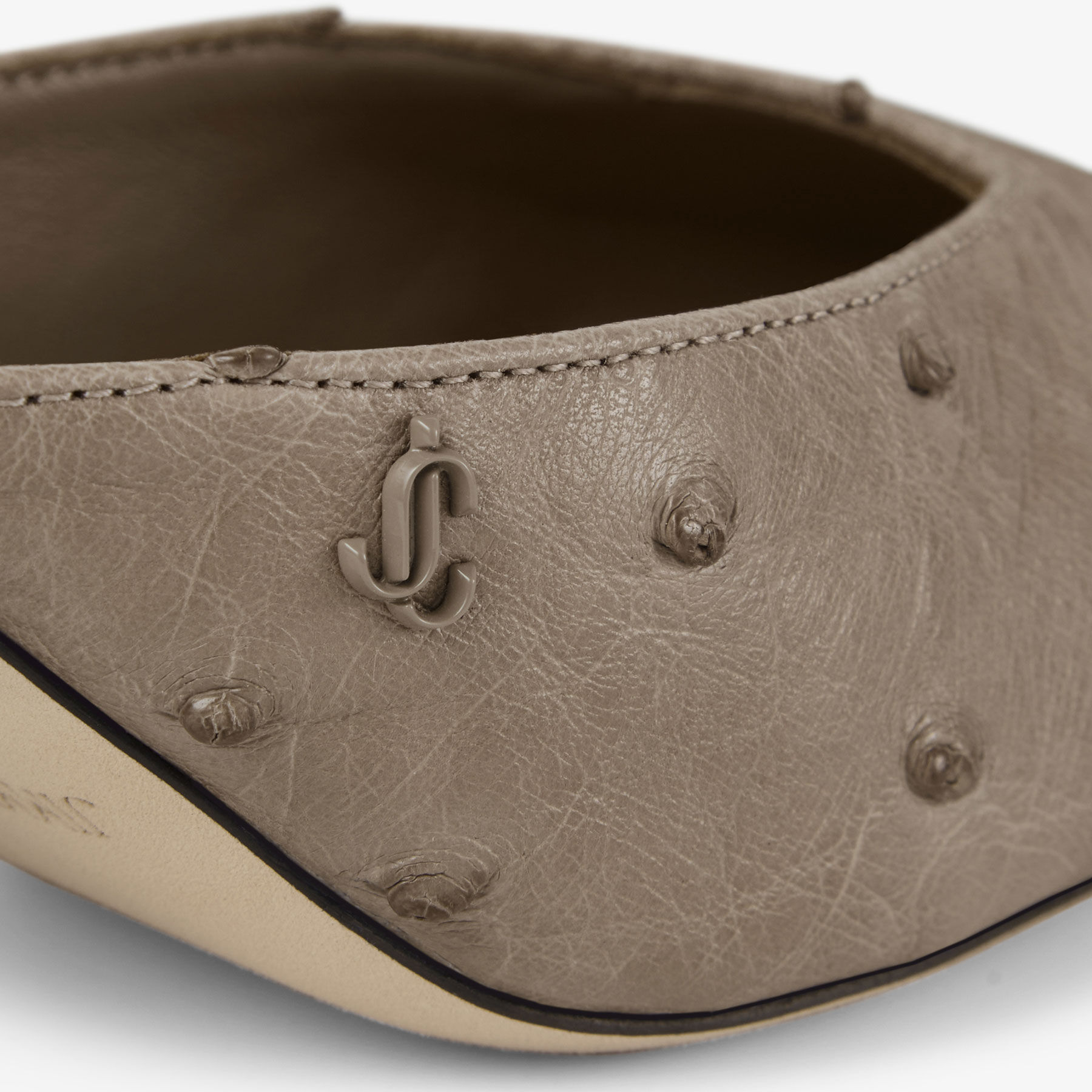 Vivi 65 | Taupe Ostrich Leather Mules | JIMMY CHOO CA