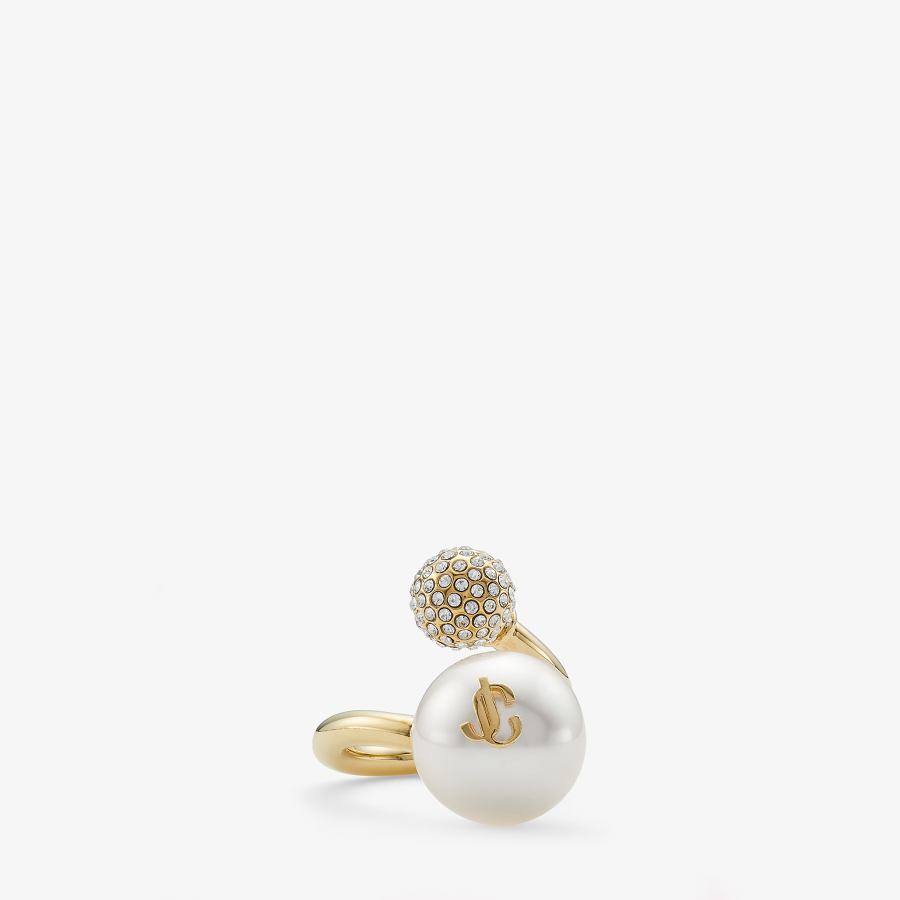 Shop Jimmy Choo Auri Ring In Gold/white/crystal