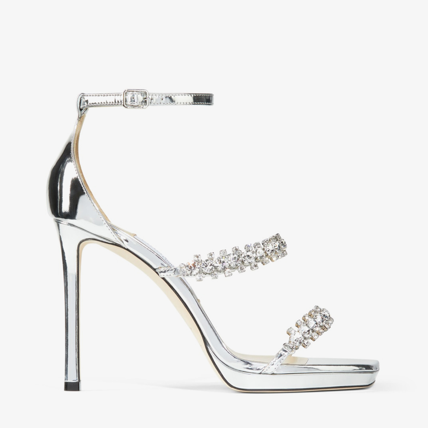 Jimmy Choo Bing Crystal-embellished Leather Sandals In Silver