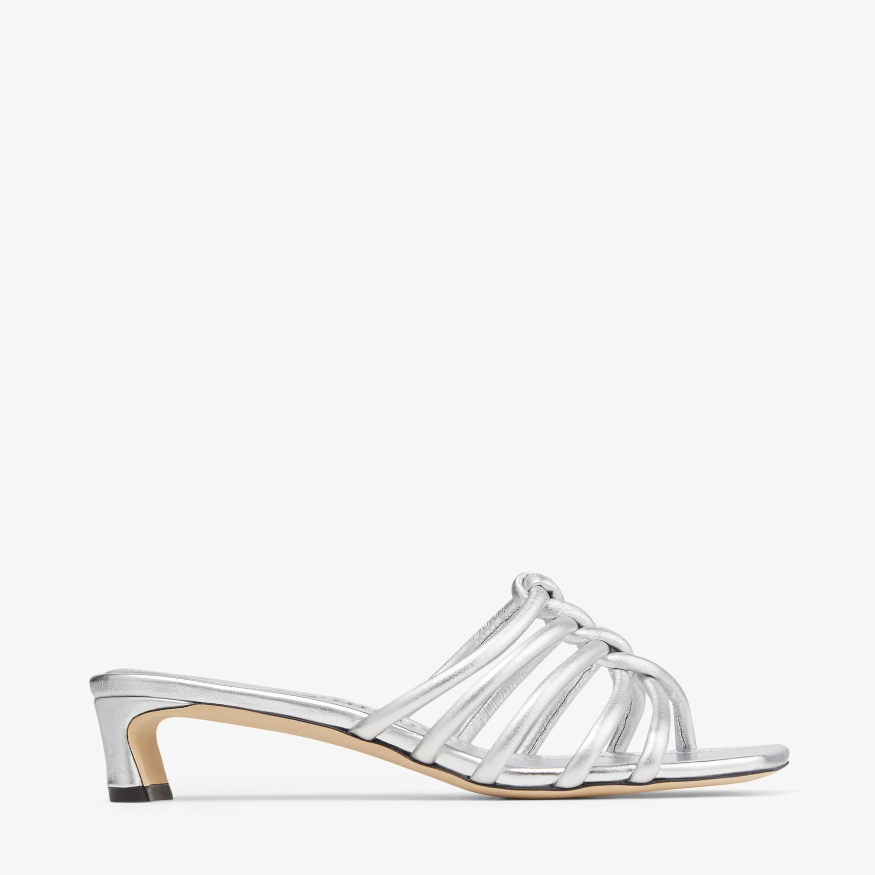 Jimmy Choo Carmel Caged Kitten-heel Mule Sandals In Silver