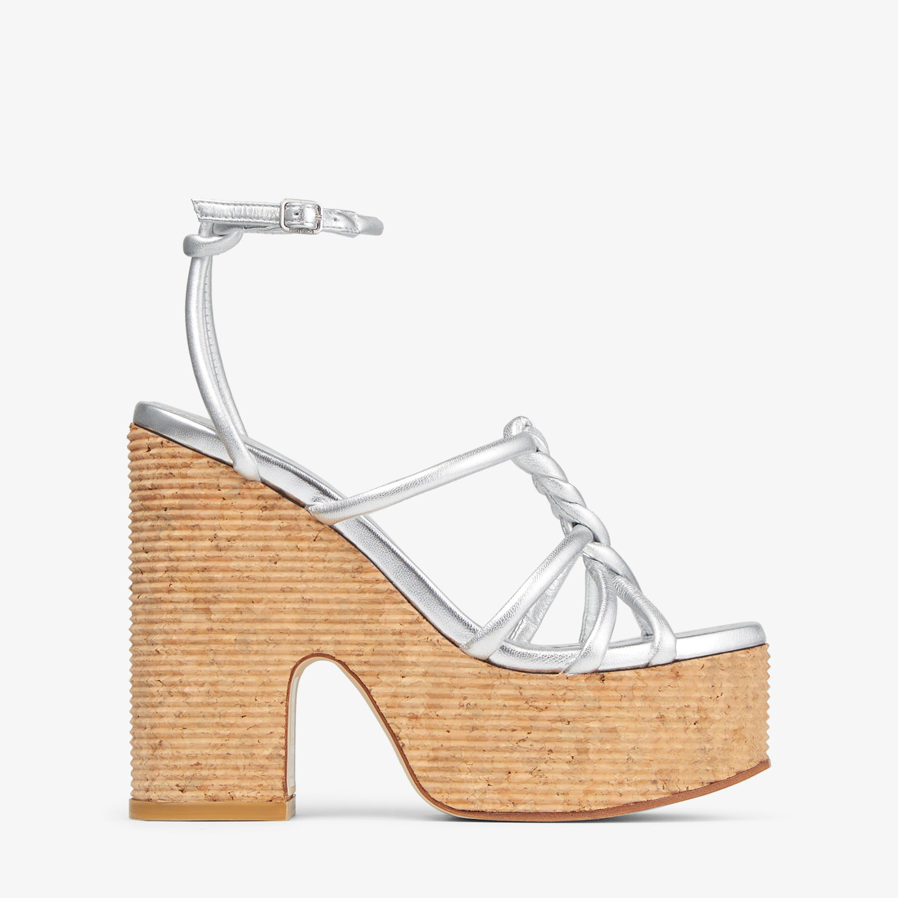 Jimmy Choo Clare Metallic Nappa Leather Platform Sandals In Silver