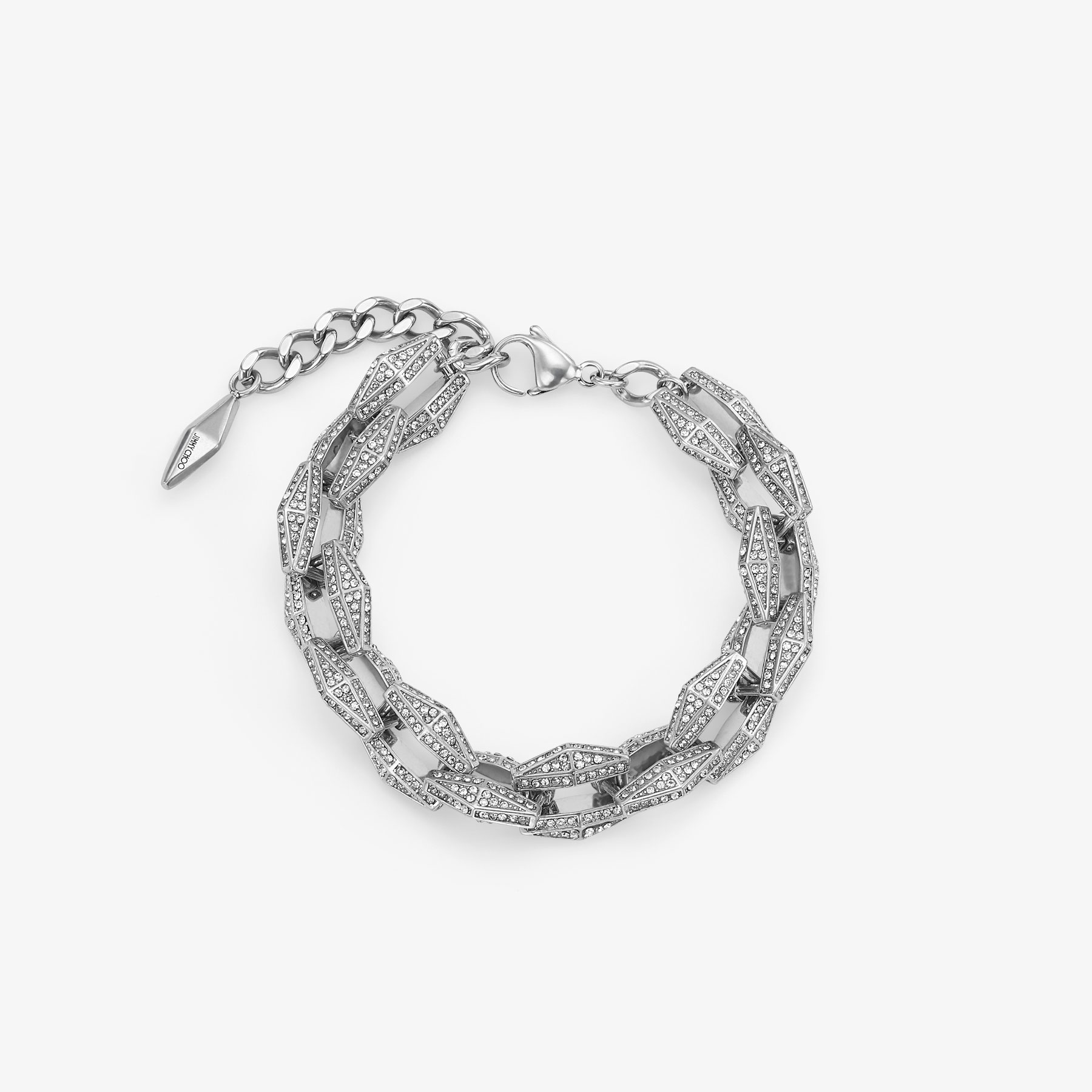 Jimmy Choo Diamond Chain Bracelet In Silver/crystal