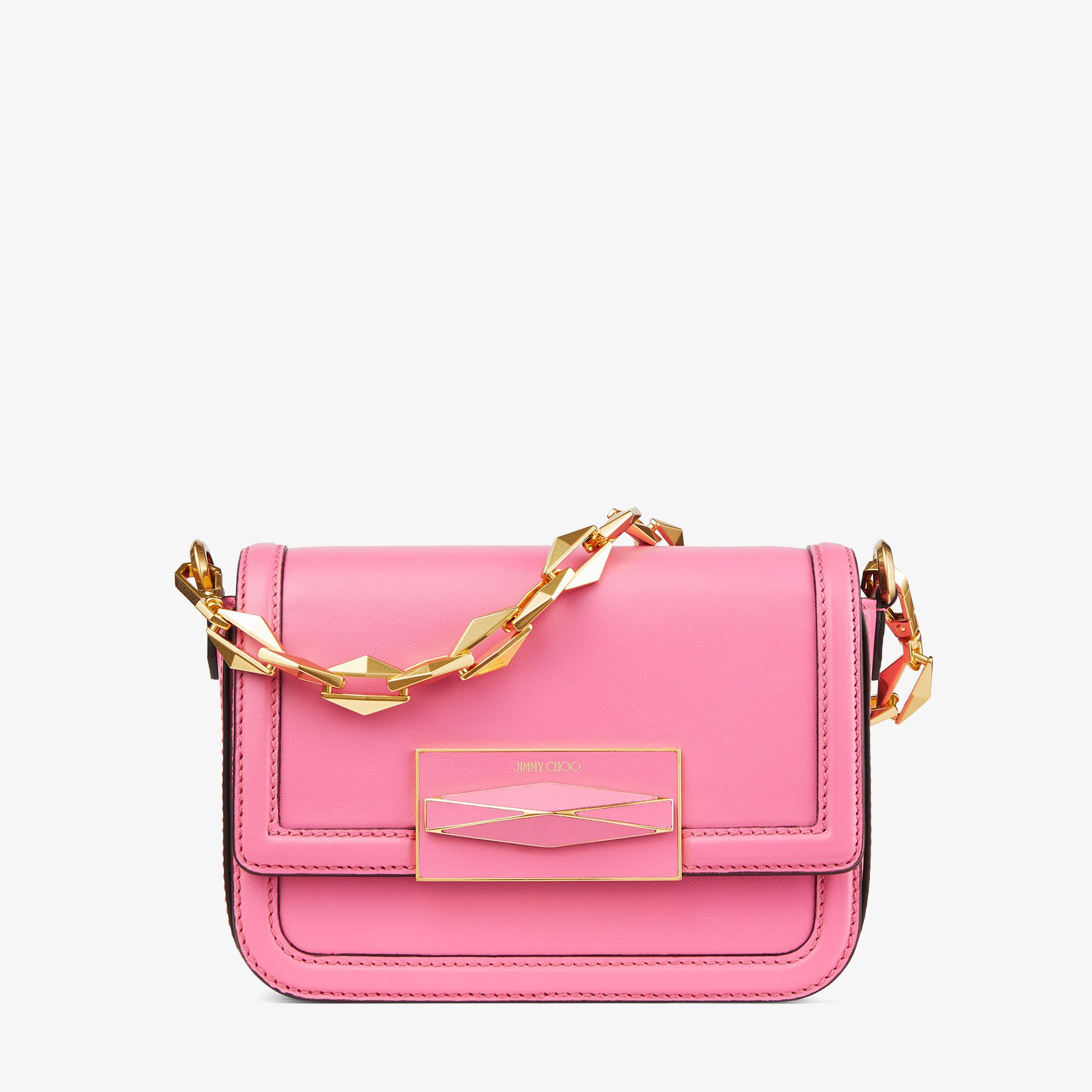 Jimmy Choo Diamond Crossbody In Candy Pink/gold