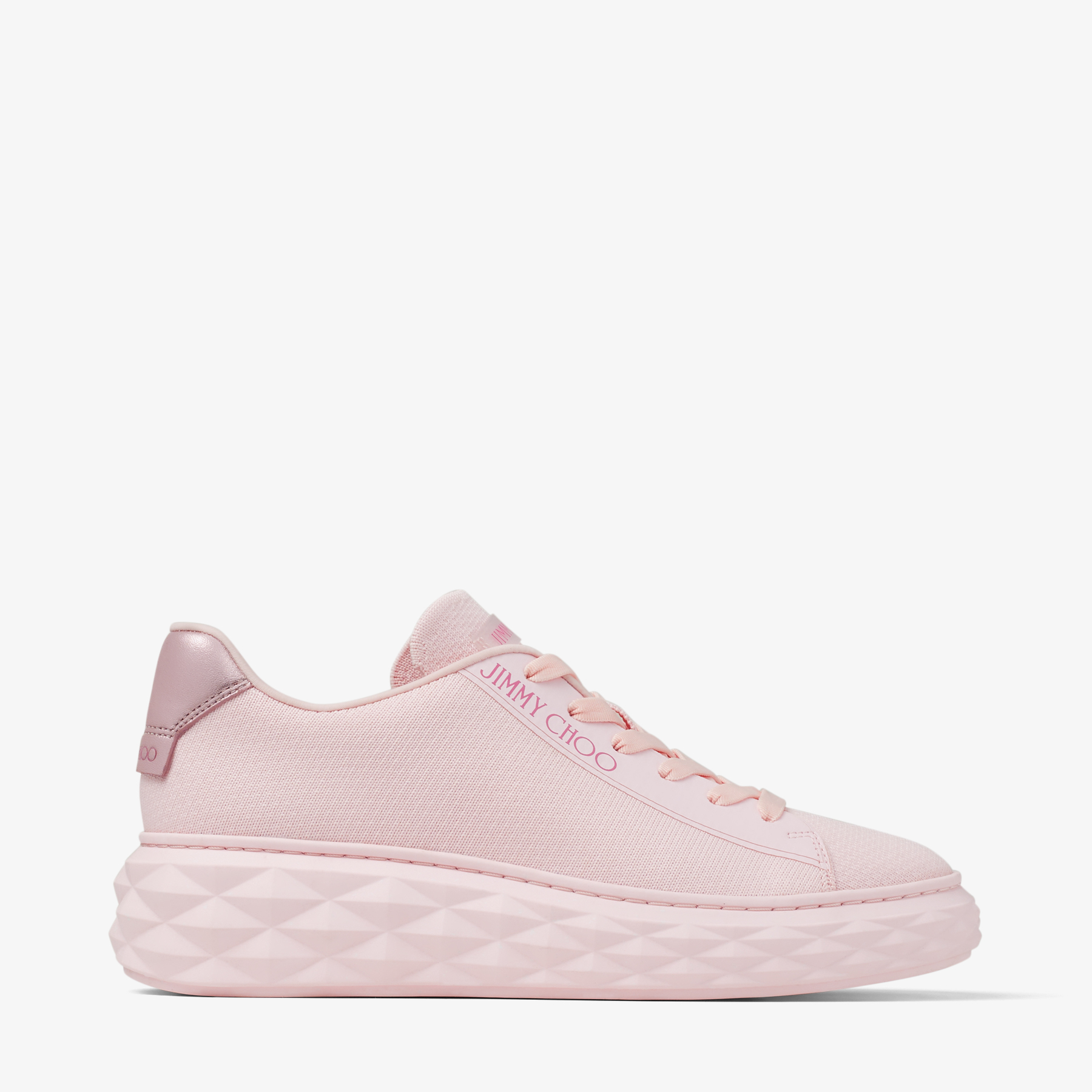 Jimmy Choo Diamond Light Maxi Logo-embroidered Knitted Trainers In V Powder Pink