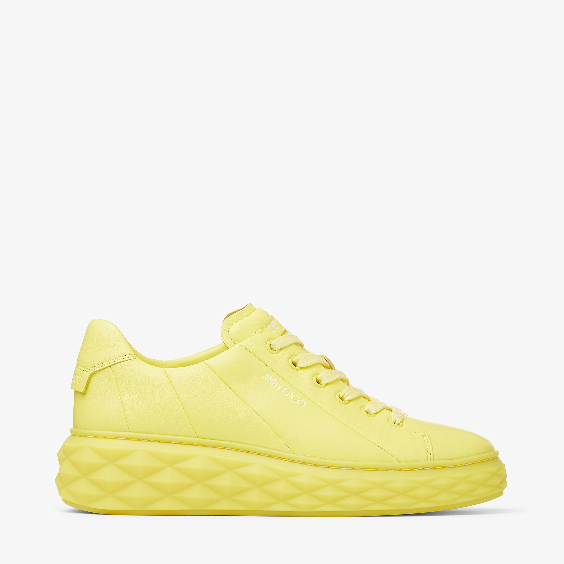 Jimmy Choo Diamond Light Maxi Branded Leather Low-top Trainers In V Soft Yellow