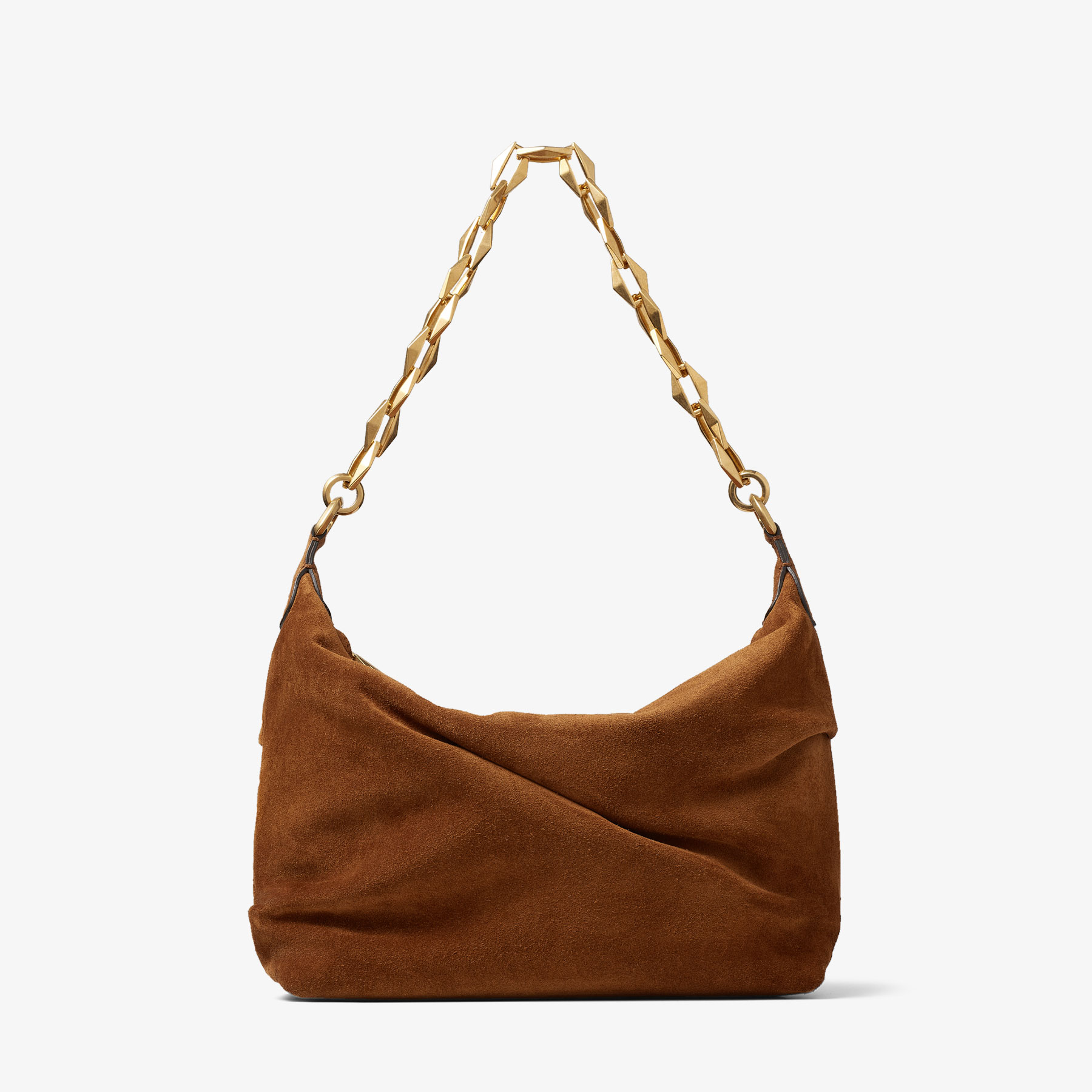 Jimmy Choo Diamond Soft Hobo S In Tan/gold