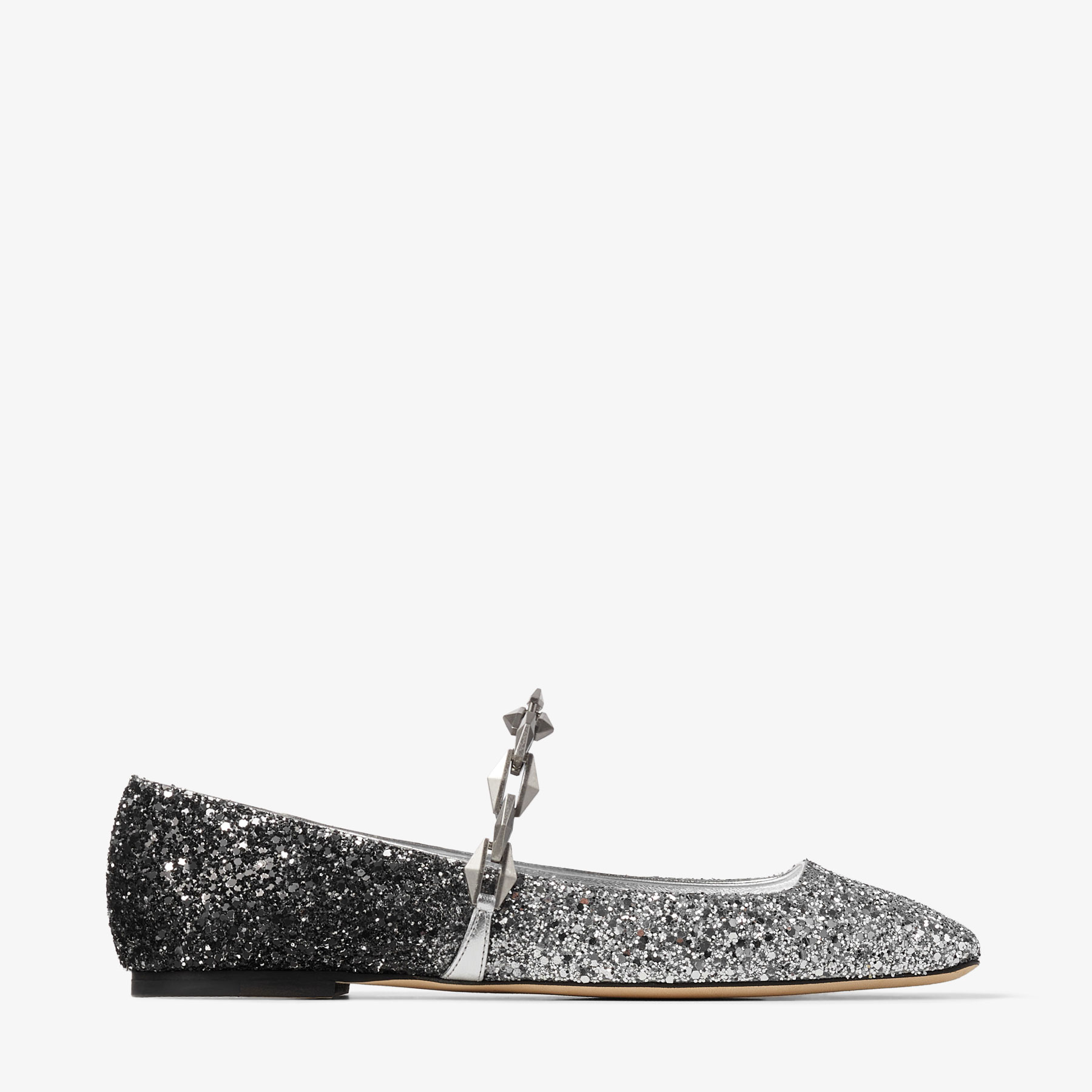 Jimmy Choo Diamond Tilda Flat In Silver/black