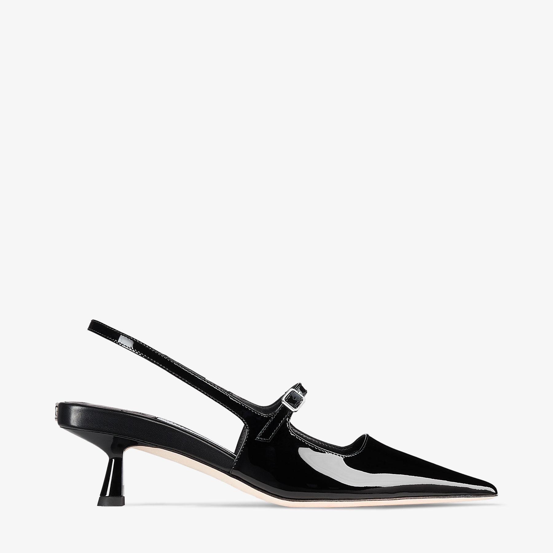 Jimmy Choo Patent Leather Slingback With Back Monogram In Black