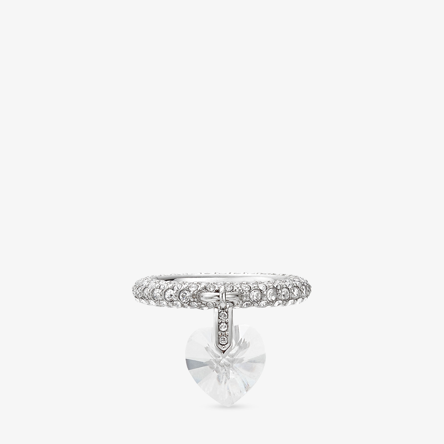 Jimmy Choo Crystal-embellished Heart Ring In Silver/crystal