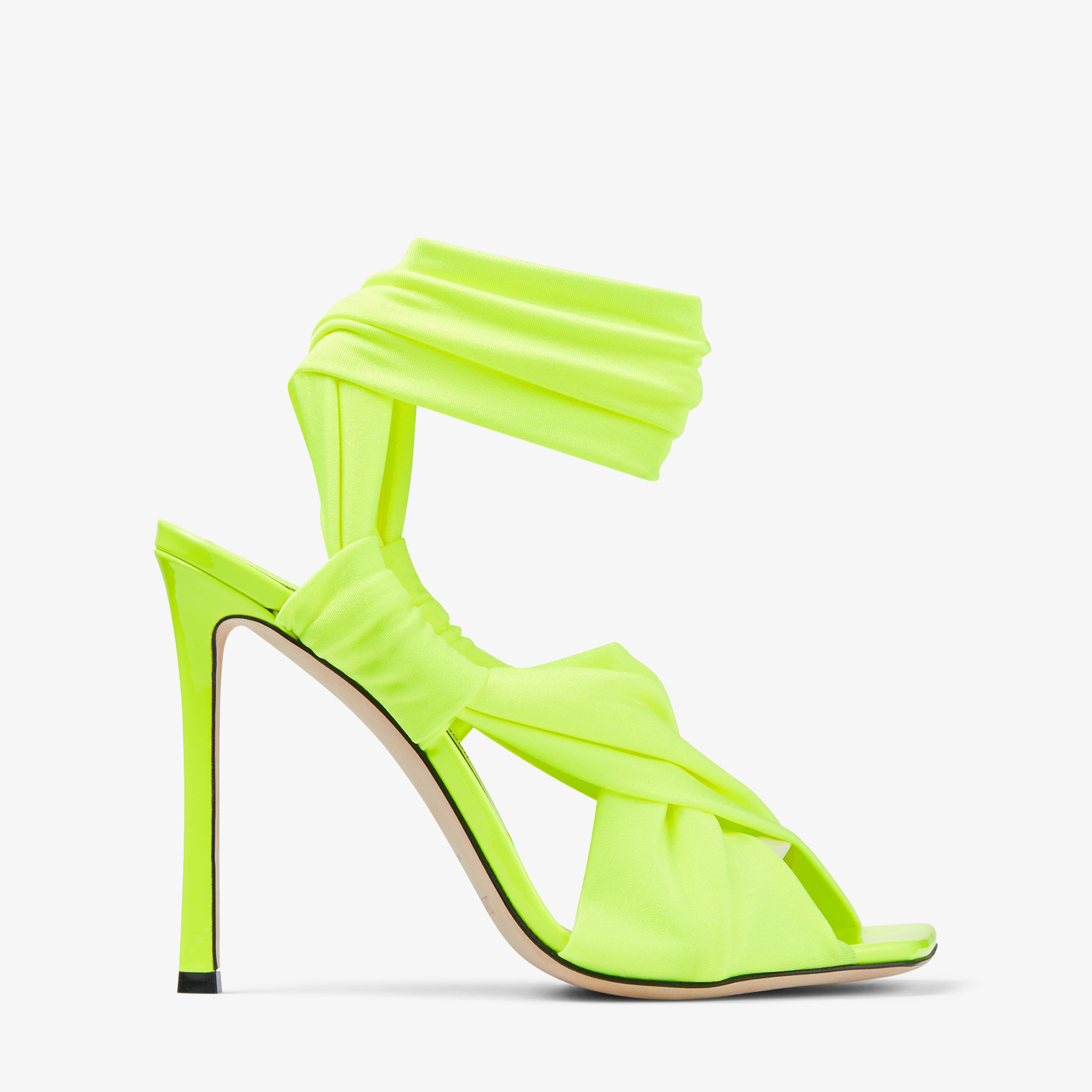 Jimmy Choo Neoma 11 Neon Yellow Sandal In Neon Apple Green/latte