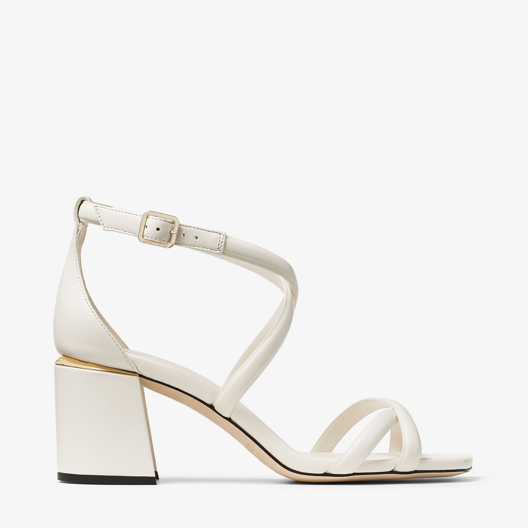 Jimmy Choo Rheea Leather Crisscross Block-heel Sandals In Neutral