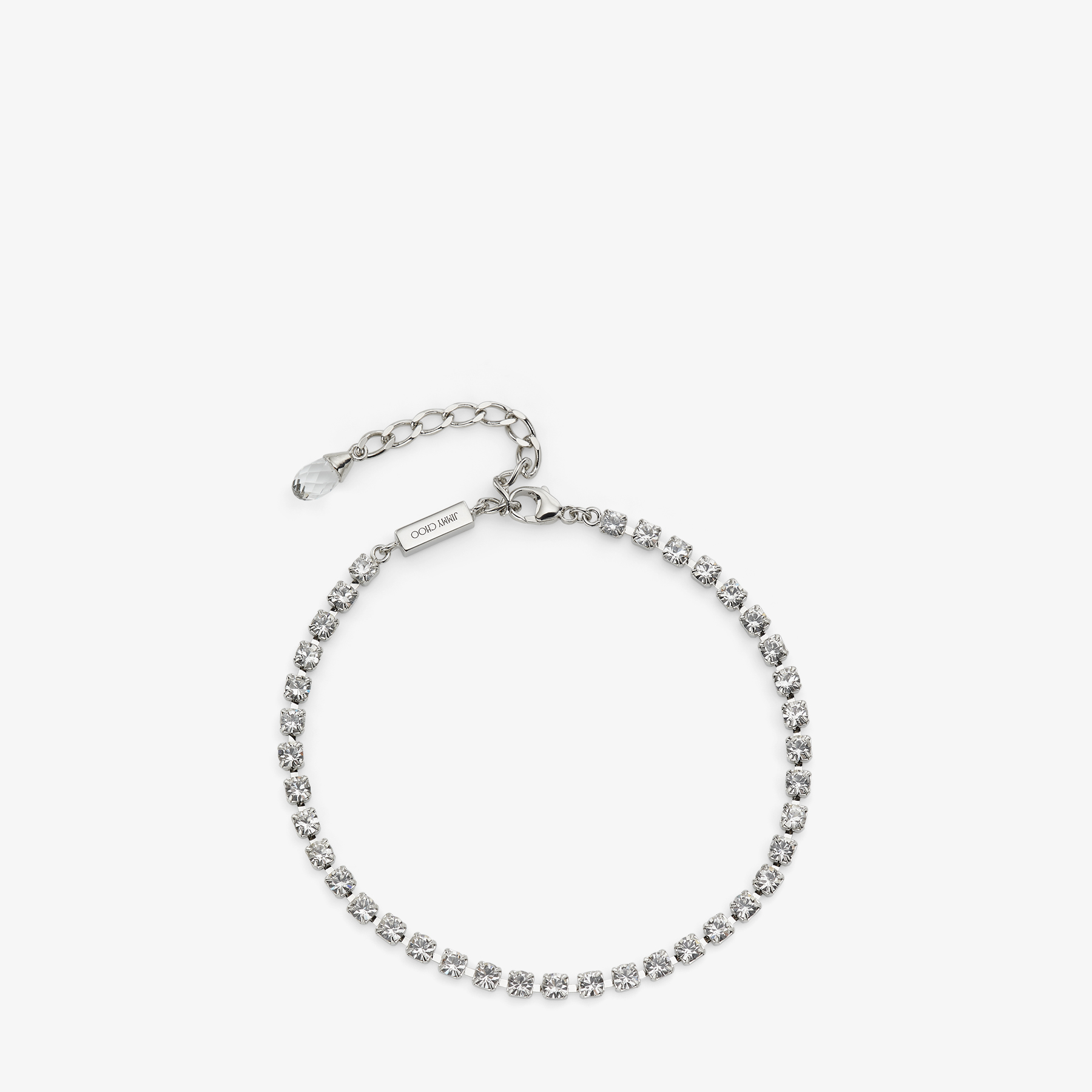 Jimmy Choo Saeda Anklet In Silver/crystal