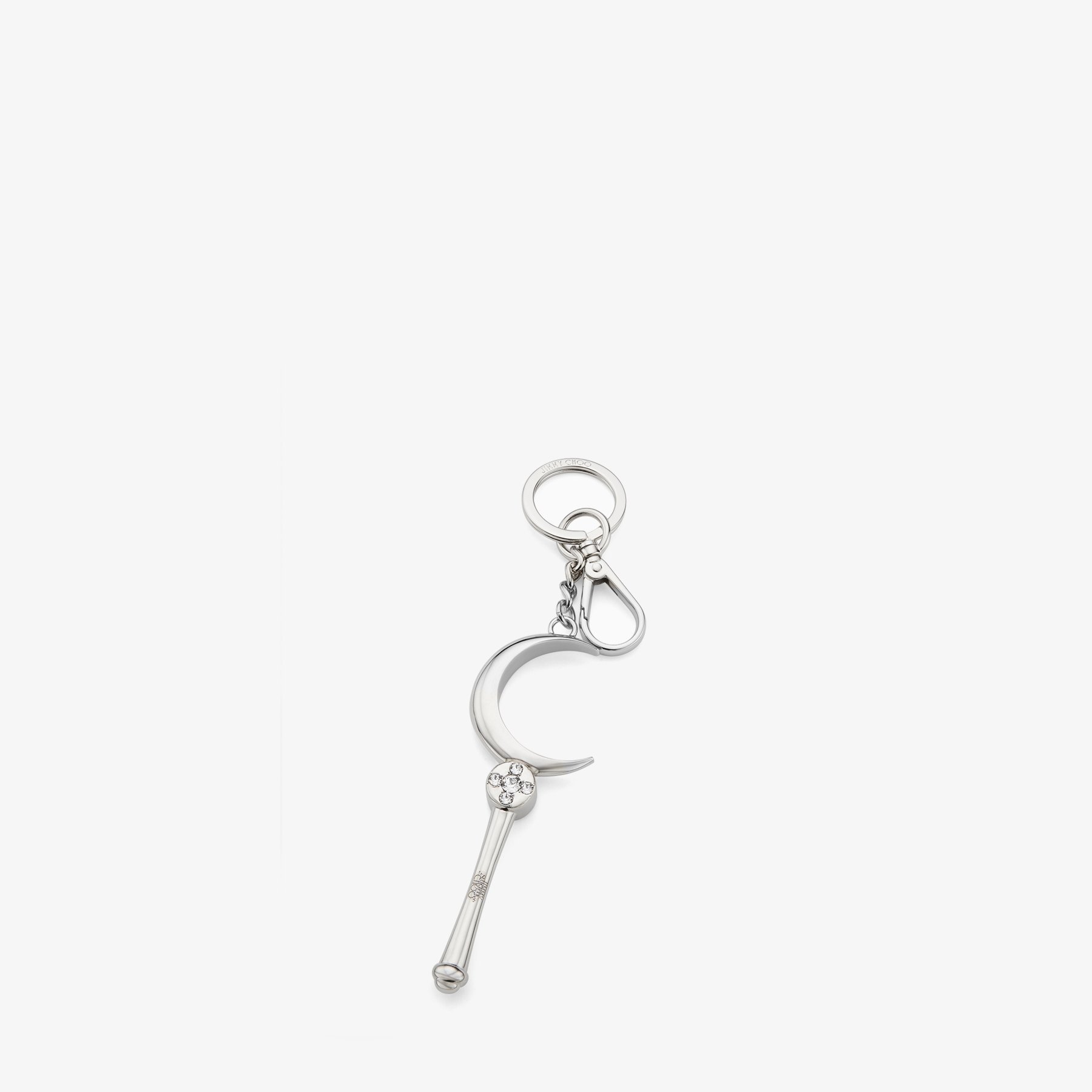 Jimmy Choo Moon Stick Keyring In Silver