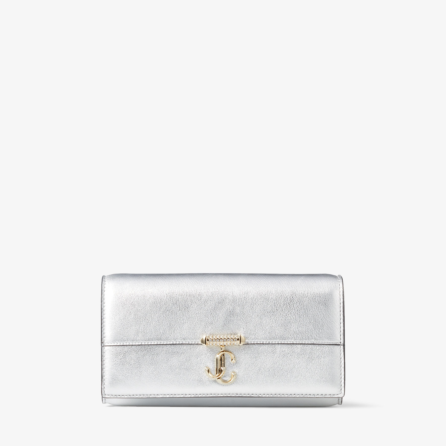 Shop Jimmy Choo Avenue Wallet In Silber/hellgold