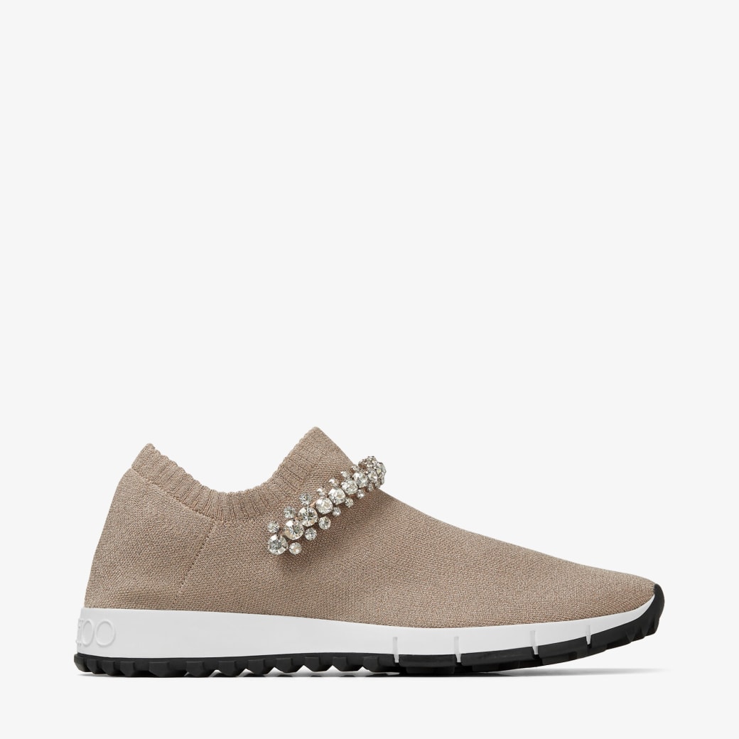 Jimmy Choo Verona Knit Sneakers With Crystal-embellishment In Ballet Pink/crystal